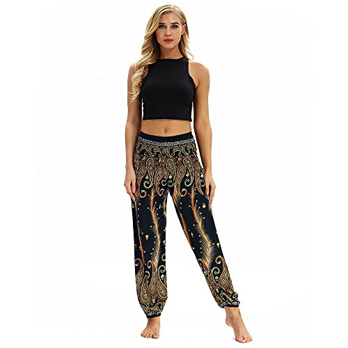 SHOBDW Mujer Hombre Pantalón Capri Moda Casual Suelta Elástica Cintura Pantalones Deportivos Hippy Pantalones de Yoga Baggy Colorido Aladdin Boho Harem(Azul Cielo)