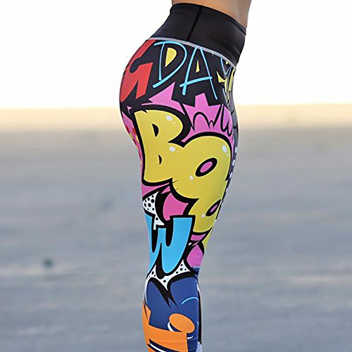 SHOBDW Mujer Pantalones de Yoga Estampado de Entrenamiento Correr Pantalones Capri Gimnasio Colores Flaco Estiramiento Cintura Alta Gimnasio Deportivo Pantalones Deportivos(Multicolor,S)