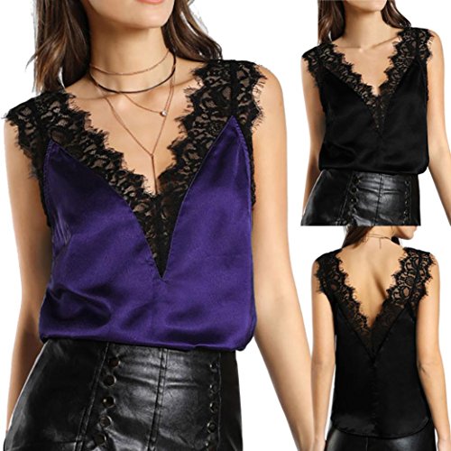 SHOBDW Mujeres de Encaje Chaleco Superior sin Mangas Casual Blusa de Primavera Tops Camiseta (Negro, M) SHOBDW Mujeres de Encaje Chaleco Superior sin Mangas Casual Blusa de Primavera Tops Camiseta (Negro, M)