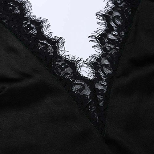 SHOBDW Mujeres de Encaje Chaleco Superior sin Mangas Casual Blusa de Primavera Tops Camiseta (Negro, M)