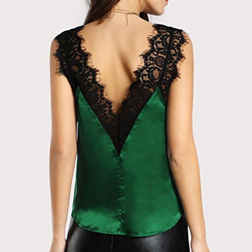 SHOBDW Mujeres de Encaje Chaleco Superior sin Mangas Casual Blusa de Primavera Tops Camiseta (Verde, L) SHOBDW Mujeres de Encaje Chaleco Superior sin Mangas Casual Blusa de Primavera Tops Camiseta (Verde, L)