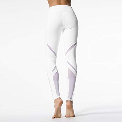 SHOBDW Mujeres Entrenamiento Yoga Pantalones Sólido Cintura Alta Deportes Gimnasio Correr Medias Estiramiento Flaco Push Up Fitness Capri Leggings Pantalones Deportivos(Blanco,S)