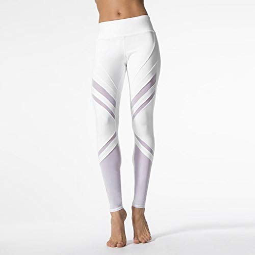 SHOBDW Mujeres Entrenamiento Yoga Pantalones Sólido Cintura Alta Deportes Gimnasio Correr Medias Estiramiento Flaco Push Up Fitness Capri Leggings Pantalones Deportivos(Blanco,S)