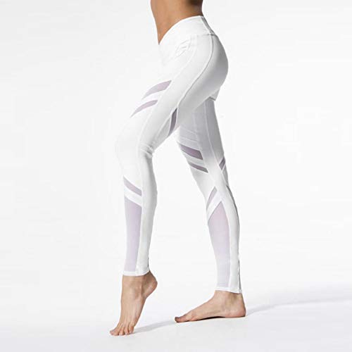 SHOBDW Mujeres Entrenamiento Yoga Pantalones Sólido Cintura Alta Deportes Gimnasio Correr Medias Estiramiento Flaco Push Up Fitness Capri Leggings Pantalones Deportivos(Blanco,S)