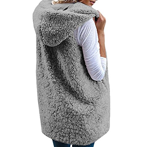 SHOBDW Mujeres Invierno cálido Chaleco Piel sintética Zip hasta Sherpa Chaqueta Sudadera con Capucha Ropa Casual Abrigo (Gris, M) SHOBDW Mujeres Invierno cálido Chaleco Piel sintética Zip hasta Sherpa Chaqueta Sudadera con Capucha Ropa Casual Abrigo (Gris, M)