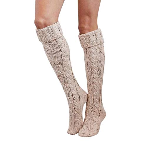 SHOBDW Mujeres Niñas Tejer Grueso Caliente Muslo Alto Sobre La Rodilla Calcetines Calcetines de Algodón Térmico Señoras Medias Largas Regalo de Día de San Valentín