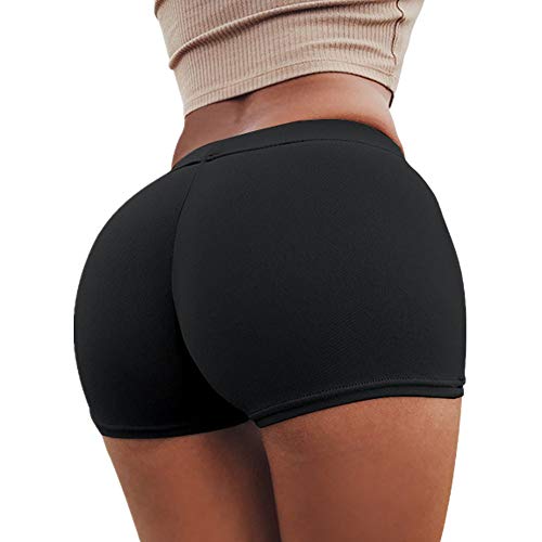 SHOBDW Pantalones de Verano Mujeres Shorts Deportivos Gimnasio de Moda Workout Waistband Skinny Yoga Short Pants (S, Negro)