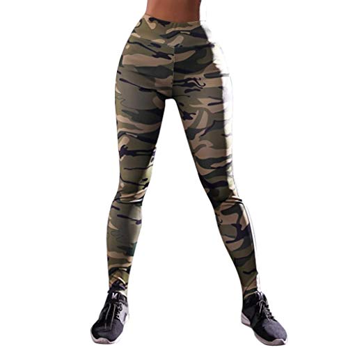 SHOBDW Pantalones Mujer Moda Camuflaje Imprimir Cool Print Cintura Alta Estiramiento Entrenamiento Leggings Gimnasio Deportes Gimnasio Correr Capri Yoga Athletic Pantalones
