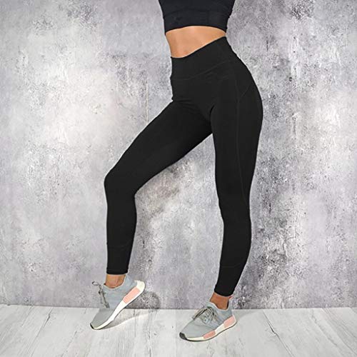 SHOBDW Pantalones Mujer Moda Sólido Delgado Suave Entrenamiento Yoga Leggings Medias Fitness Deportes Gimnasio Correr Yoga Capri Cintura Alta Estiramiento Pantalones Deportivos