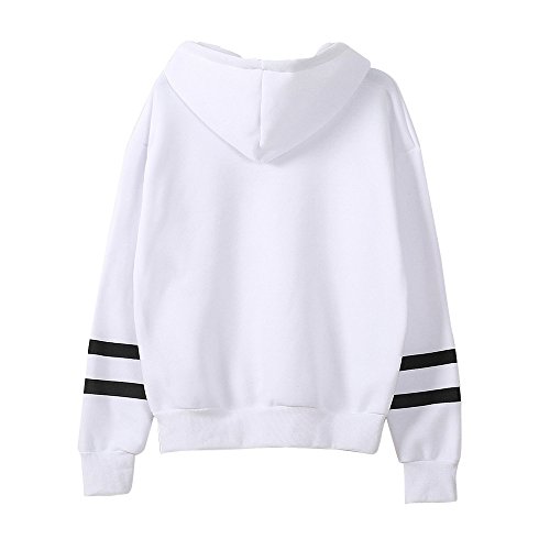 SHOBDW Sudadera Moda Mujer Suave Elegante Sexy Print Lindo o-Cuello Puro Otoño Invierno Sudadera con Capucha de Manga Larga(Blanco,L)