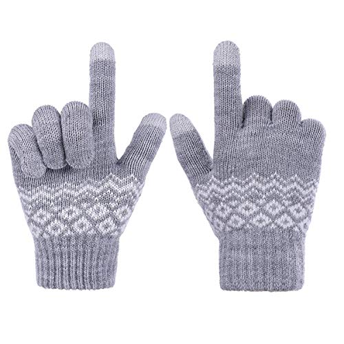 SHOLOV Guantes de invierño para Hombre, Mujer, Guatnes Tacticos Calientes de Pantalla Táctil, Guantes Termicos Para el Clima frío al Aire Libre, Guantes de Conducir Antiviento Regalo Ideal(Flor-Gris)