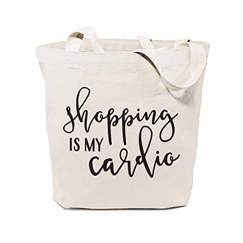 Shopping is My Cardio - Bolso bandolera y bolso de mano reutilizable de algodón para yoga, compras y viajes Shopping is My Cardio - Bolso bandolera y bolso de mano reutilizable de algodón para yoga, compras y viajes