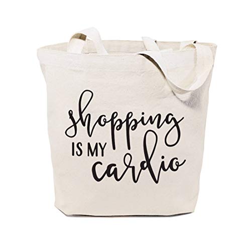 Shopping is My Cardio - Bolso bandolera y bolso de mano reutilizable de algodón para yoga, compras y viajes