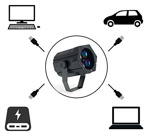 Showlite GL-8 USB-Gobo Partylight - Bola de discoteca pequeña para fiestas, bares y DJs móviles - Alimentación por USB - Con micrófono para control de música - Carcasa de plástico