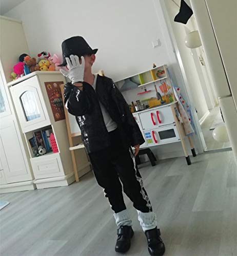 Shuanghao Tamaño Completo niño Adulto Michael Jack Chaquetas Billie Jea Chaqueta Traje de Baile Cosplay Jackson de Vestuario (130-140, Chaqueta de niño)