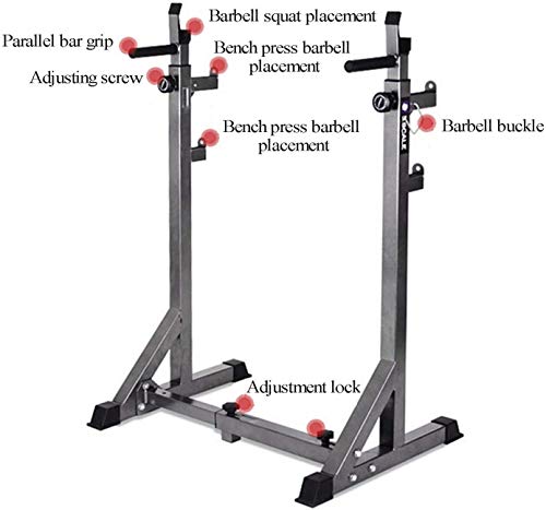 SHY Soportes de Rejilla para Sentadillas, Barra de Barra para Sentadillas Ajustable, Soporte de Peso, Soporte de Peso para Barra de Curl, Barra olímpica, Banco de Prensa libr