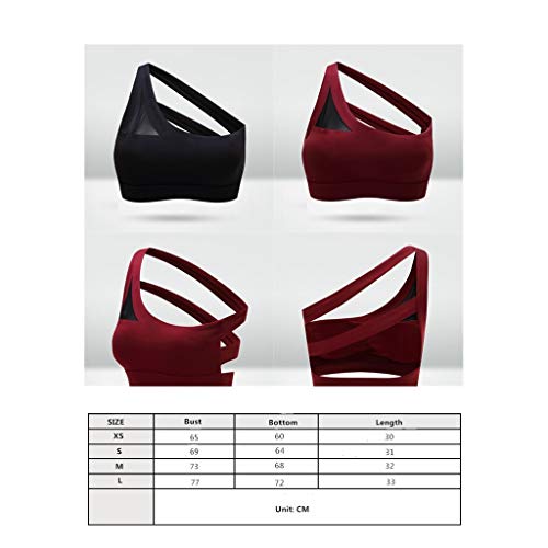 SHYPT Tops Sujetador de los Deportes Hollow out Back Líneas de la Aptitud del Ejercicio extenuante Bra Oblicua de un Hombro Correa de Las Mujeres (Color : Red, Size : M Code)