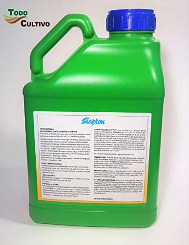 Siapton Abono foliar 5 litros. Bioestimulante Rico en aminoácidos Libres Que Reduce el Consumo de energia de la Planta.