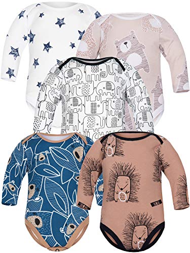 Sibinulo Niño Niña Body Bebé Manga Larga Pack de 5 Erizos Elefantes Negros Koala Beige Osos Azul Marino Estrellas 62(0-3 Meses) Sibinulo Niño Niña Body Bebé Manga Larga Pack de 5 Erizos Elefantes Negros Koala Beige Osos Azul Marino Estrellas 62(0-3 Meses)
