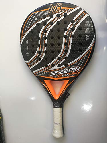 SideSpin Pala de Padel AW5 Full Carbon Eva Mix Texturado, Consigue Potencia + Control + Efecto, Adultos Unisex, Naranja, 38 mm