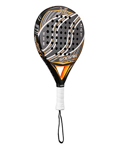 SideSpin Pala de Padel AW5 Full Carbon Eva Mix Texturado, Consigue Potencia + Control + Efecto, Adultos Unisex, Naranja, 38 mm