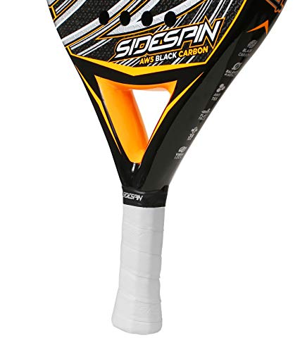 SideSpin Pala de Padel AW5 Full Carbon Eva Mix Texturado, Consigue Potencia + Control + Efecto, Adultos Unisex, Naranja, 38 mm