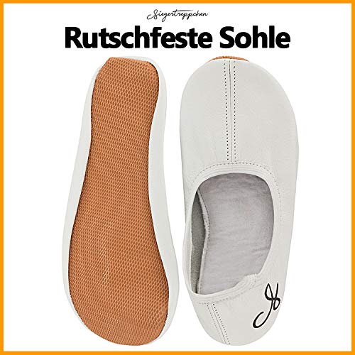 Siegertreppchen® Zapatillas deportivas de piel (talla 26-40), color blanco, zapatillas de gimnasia para niños y adultos, zapatillas de ballet transpirables y antideslizantes, color Blanco, talla 33 EU Siegertreppchen® Zapatillas deportivas de piel (talla 26-40), color blanco, zapatillas de gimnasia para niños y adultos, zapatillas de ballet transpirables y antideslizantes, color Blanco, talla 33 EU