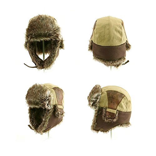 SIGGI - Gorro de pelo para hombre, algodón, cálido, Ushanka, estilo ruso, sombrero de caza SIGGI - Gorro de pelo para hombre, algodón, cálido, Ushanka, estilo ruso, sombrero de caza