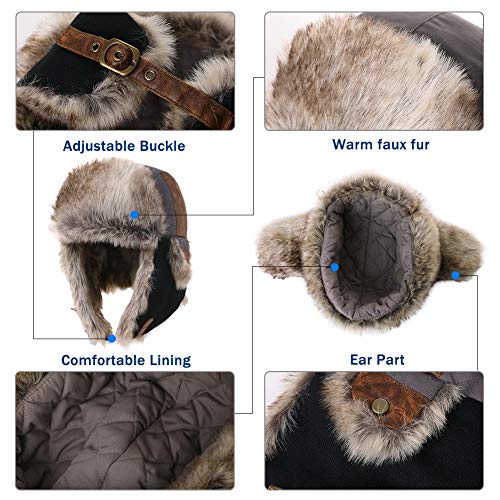 SIGGI - Gorro de pelo para hombre, algodón, cálido, Ushanka, estilo ruso, sombrero de caza SIGGI - Gorro de pelo para hombre, algodón, cálido, Ushanka, estilo ruso, sombrero de caza