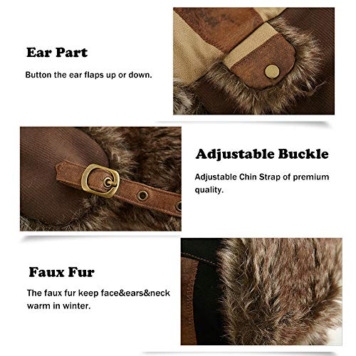 SIGGI - Gorro de pelo para hombre, algodón, cálido, Ushanka, estilo ruso, sombrero de caza SIGGI - Gorro de pelo para hombre, algodón, cálido, Ushanka, estilo ruso, sombrero de caza