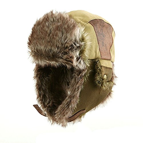 SIGGI - Gorro de pelo para hombre, algodón, cálido, Ushanka, estilo ruso, sombrero de caza