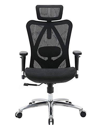 SIHOO Silla de Oficina Ergonómica, Silla de Escritorio, Respaldo Alto, Transpirable, Silla de Malla, con Reposabrazos 3D y Soporte Lumbar Ajustables(Negro)