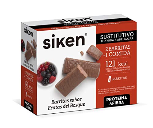 SIKEN SUSTITUTIVO - Barritas Sustitutivas, Sabor frutos del bosque, 1 barrita sustitutiye 1 comida, Caja 8 unidades SIKEN SUSTITUTIVO - Barritas Sustitutivas, Sabor frutos del bosque, 1 barrita sustitutiye 1 comida, Caja 8 unidades