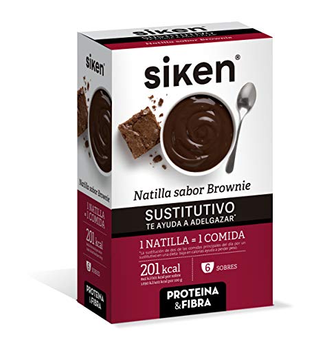 SIKEN SUSTITUTIVO - Natillas sustitutivas, Sabor brownie, 6 sobres en polvo para mezclar con agua, Rico en fibra, vitaminas y minerales, 1 natilla sustituye 1 comida SIKEN SUSTITUTIVO - Natillas sustitutivas, Sabor brownie, 6 sobres en polvo para mezclar con agua, Rico en fibra, vitaminas y minerales, 1 natilla sustituye 1 comida