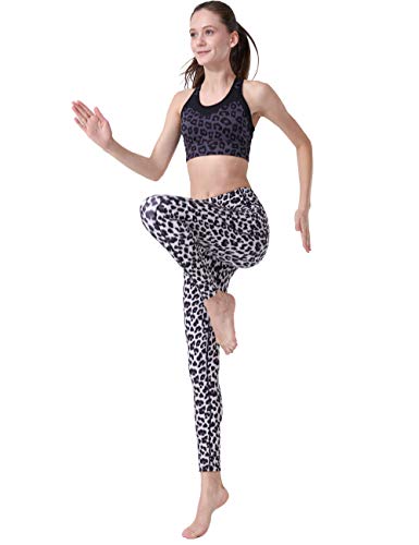 SILIK Leggings de Yoga de Cintura Alta con Bolsillos Pantalones para Correr con Estampado Animal para Mujeres Medias de Entrenamiento con Control de Barriga Yellow Leopard S