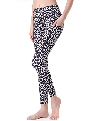 SILIK Leggings de Yoga de Cintura Alta con Bolsillos Pantalones para Correr con Estampado Animal para Mujeres Medias de Entrenamiento con Control de Barriga Yellow Leopard S