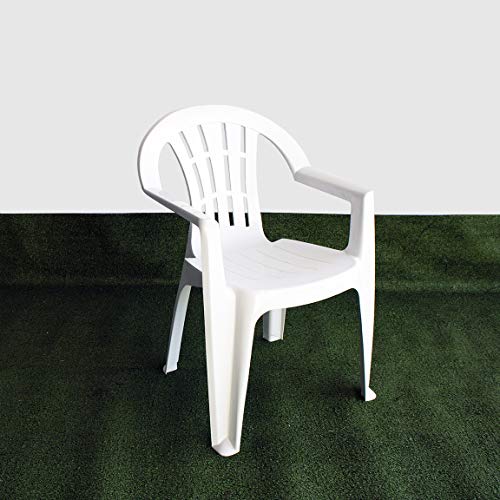 Silla con brazos de plástico. Silla de pvc con brazos. Silla de plástico. Sillas apilables con brazos para jardín, terraza, eventos, cafeterías, bares. Sillas con reposabrazos económicas.