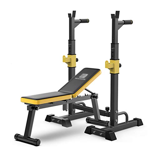 Silla de Fitness Jaula de Sentadillas Tabla de Pesos Home Press de banca Banco de Peso de la Barra de Bastidor Aptitud Conjunto de Equipos Press de banca con Barra Estante Bancos (Color : Black)