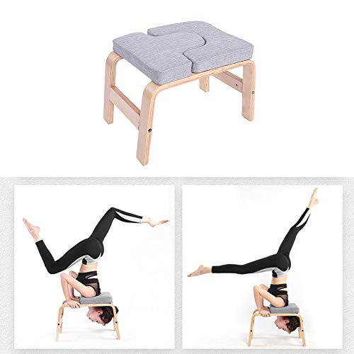 Silla De Inversión De Yoga - Almohadillas De Madera Y PU - Banco De Yoga para La Cabeza - Banco para Sirsasana & Taburete De Inversión para Familia, Gimnasio - Alivie La Fatiga Y Desarrolle El Cuerpo