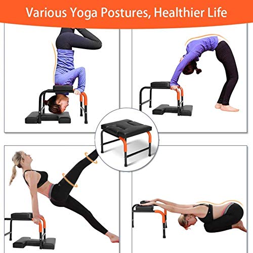 Silla de reposacabezas de yoga de heces de inversión, banco de entrenamiento de inversión de yoga, silla de inversión en forma de H para el entrenamiento de culturismo alivio del estrés de la fatiga,1