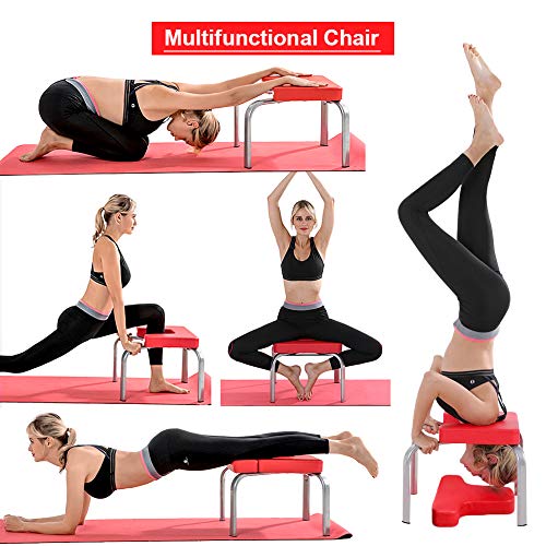 Silla de yoga Silla de inversión Taburete, Banco de reposacabezas Soporte de cabeza Taburete de ejercicios Banco de entrenamiento de inversión de yoga, Silla de yoga con cojín acolchado grueso para