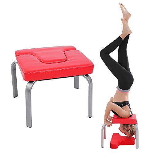 Silla de yoga Silla de inversión Taburete, Banco de reposacabezas Soporte de cabeza Taburete de ejercicios Banco de entrenamiento de inversión de yoga, Silla de yoga con cojín acolchado grueso para