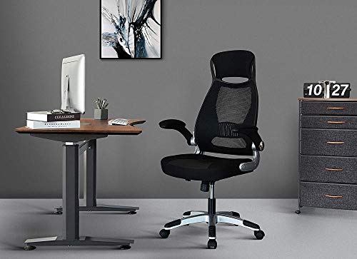 Silla ergonómica para computadora de Oficina Silla   giratoria de Malla con Respaldo Alto Silla de   Escritorio Acolchada con Brazos Plegables y   Soporte para la Cabeza amp