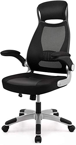 Silla ergonómica para computadora de Oficina Silla   giratoria de Malla con Respaldo Alto Silla de   Escritorio Acolchada con Brazos Plegables y   Soporte para la Cabeza amp