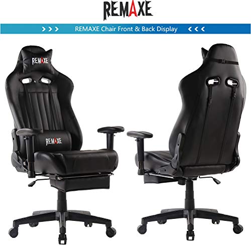 Silla para juegos de PC con reposapiés - Silla reclinable ajustable con respaldo alto y respaldo alto para oficina en casa con reposacabezas y soporte lumbar para masaje. Silla estilo PC(Negro)