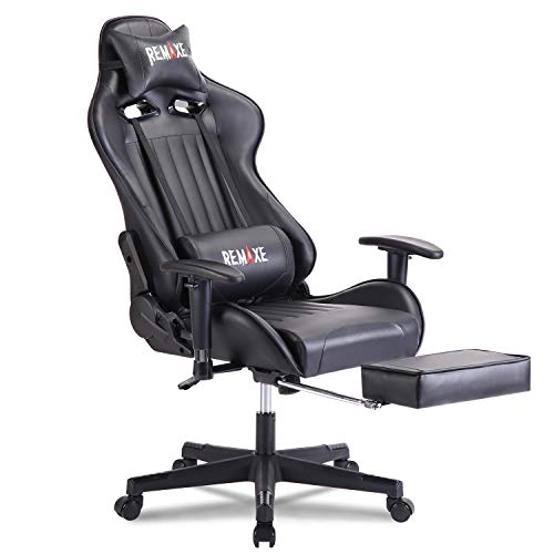 Silla para juegos de PC con reposapiés - Silla reclinable ajustable con respaldo alto y respaldo alto para oficina en casa con reposacabezas y soporte lumbar para masaje. Silla estilo PC(Negro) Silla para juegos de PC con reposapiés - Silla reclinable ajustable con respaldo alto y respaldo alto para oficina en casa con reposacabezas y soporte lumbar para masaje. Silla estilo PC(Negro)