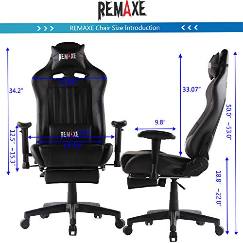 Silla para juegos de PC con reposapiés - Silla reclinable ajustable con respaldo alto y respaldo alto para oficina en casa con reposacabezas y soporte lumbar para masaje. Silla estilo PC(Negro)