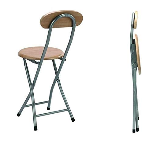 Silla Plegable Metal y Madera 2 PCS - Taburete Plegable Cocina - Silla Jardin Salon