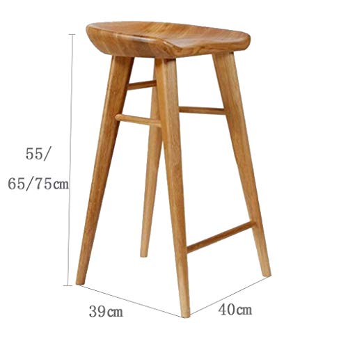 Sillas de Bar Reposapiés Taburetes Altos de Madera Maciza, Cocina en casa, Desayuno, Taburete, Barra, cafetería, cafetería, Taburete (Altura de Asiento: 55/65/75 cm)