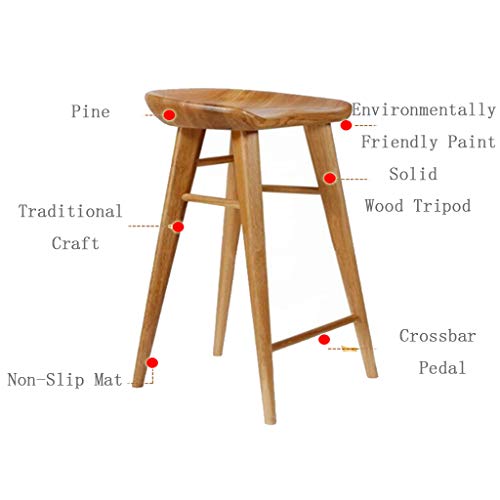 Sillas de Bar Reposapiés Taburetes Altos de Madera Maciza, Cocina en casa, Desayuno, Taburete, Barra, cafetería, cafetería, Taburete (Altura de Asiento: 55/65/75 cm)